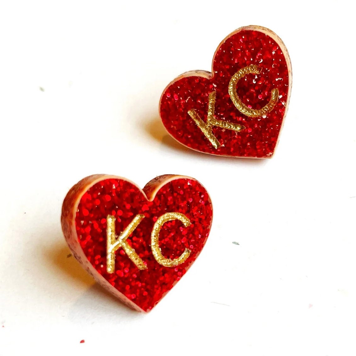 KC Chiefs Heart Stud Earrings